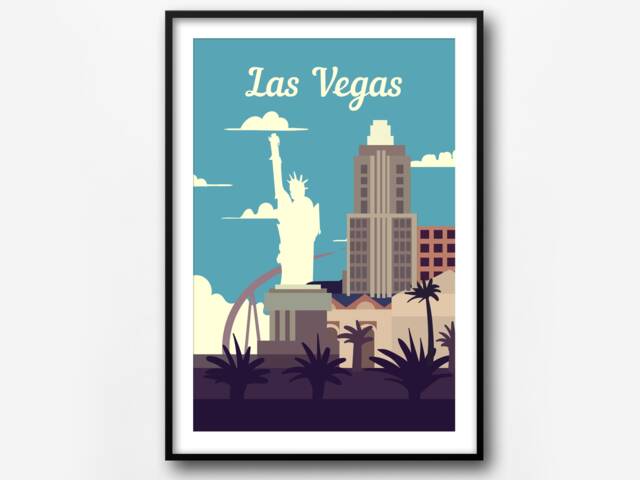 Las Vegas Retro Travel Poster Usa Vintage Wall Art Print - image 1