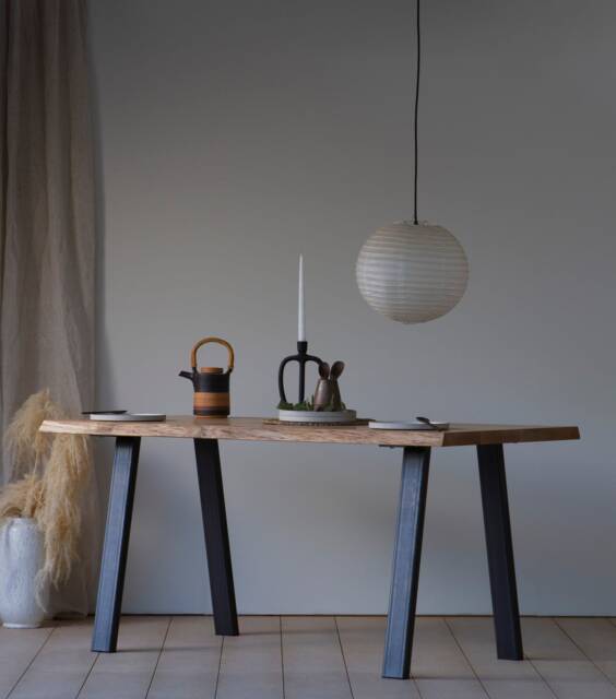 Konk ??? Waney-st??ng Table [Metal Legs] Bespoke Sizes Available Live Edge Oak Modern Industrial Kitchen Dining Table, Meeting & Boardroom - image 1