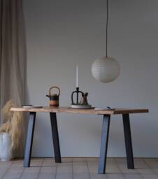 Konk ??? Waney-st??ng Table [Metal Legs] Bespoke Sizes Available Live Edge Oak Modern Industrial Kitchen Dining Table, Meeting & Boardroom - thumbnail 1