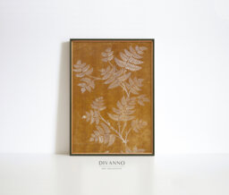 Vintage Rustic Textile Autumn Print, Burnt Orange Wall Art, Antique Fern Tapestry Printable, Botanical Pattern Poster, Fall Canvas, Art Gift - thumbnail 1