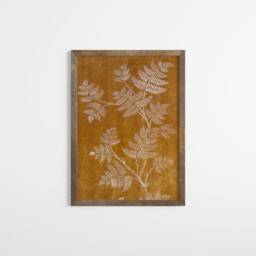Vintage Rustic Textile Autumn Print, Burnt Orange Wall Art, Antique Fern Tapestry Printable, Botanical Pattern Poster, Fall Canvas, Art Gift - thumbnail 2