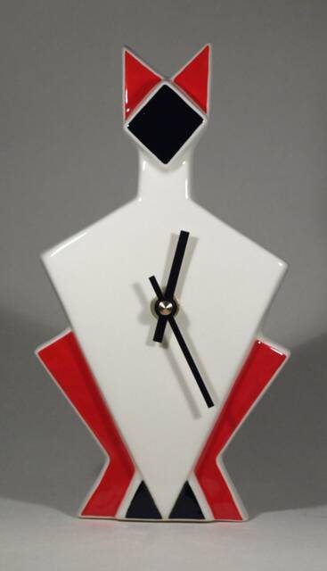 Echo Of Deco British Art Pottery Inspired Cat Wall Clock - image 1