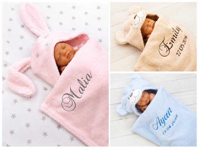 Personalized 3D Baby Blanket With Name & Date, 75 X 100 cm, Soft Cuddly Motif, Gift For Birth, Christening - image 1