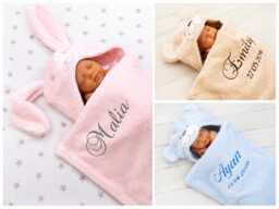 Personalized 3D Baby Blanket With Name & Date, 75 X 100 cm, Soft Cuddly Motif, Gift For Birth, Christening - thumbnail 1