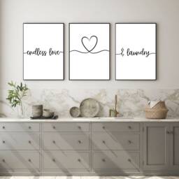 Kitchen Prints Set Of 3, Home Decor Prints, Endless Love & Laundry, Wall Decor, Housewarming Gift, Art, Laundry Room Art - thumbnail 2