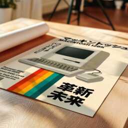 Vintage Apple Macintosh 128K Poster - Retro Tech Japanese Print Minimalist Wall Art - thumbnail 2