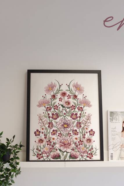 Medium Embroidered Artwork/Bespoke Embroidery Home Venue Decoration Custom Floral Design - image 1