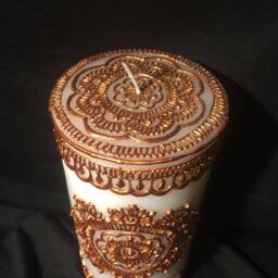 Henna Inspired Pillar Candle, Custom Wedding Decor - thumbnail 2