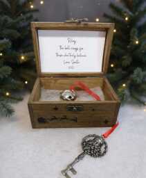 A Beautiful Large Magical Believe Bell in A Rustic Wooden Box For Stocking Filler/Christmas Eve Or Gift From Santa/Father Christmas - thumbnail 1