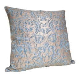 Throw Pillow Cushion Cover Fortuny Fabric Brilliant Blue & Silvery Gold Sevres Pattern - Made in Italy - thumbnail 3