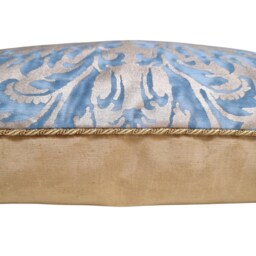 Throw Pillow Cushion Cover Fortuny Fabric Brilliant Blue & Silvery Gold Sevres Pattern - Made in Italy - thumbnail 2