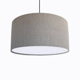 Dove Grey Lampshade in Linen With White Lining, Textured Large Plain Ceiling Lightshade