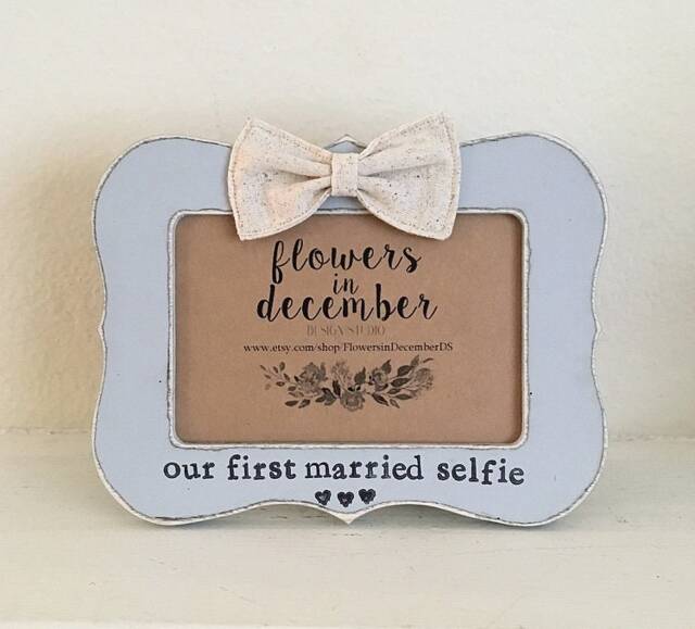 Personalized Wedding Picture Frame Hand-Painted Vintage Style - image 1