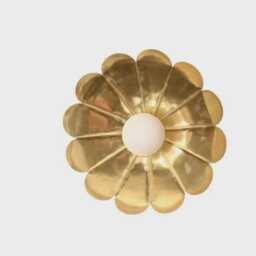 Mid Century Brass Sputnik Chandelier, 1 Light Flower Globe Ceiling Fixture, Modern Pendant Light, Statement Lighting - thumbnail 2