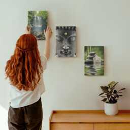 Canvas Set Of 3 - Harmony Nature With Stones, Water & Buddha, Green Photo Print, Travels Wall Decor - thumbnail 3