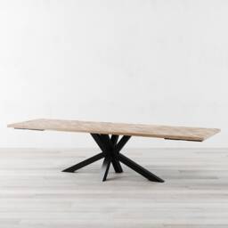 Diamond Herringbone Extendable Natural Oak Dining Table - thumbnail 2