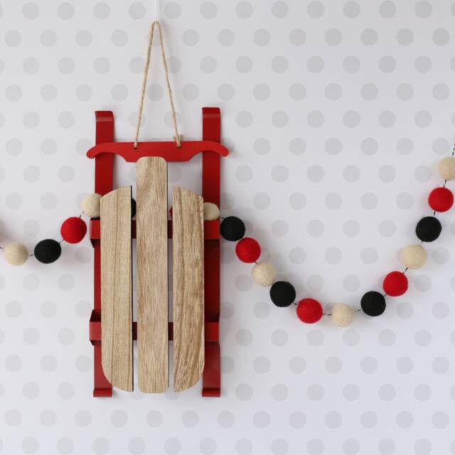 Buffalo Plaid Felt Ball Garland Rustic Christmas Holiday Decor - image 1
