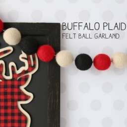 Buffalo Plaid Felt Ball Garland Rustic Christmas Holiday Decor - thumbnail 3