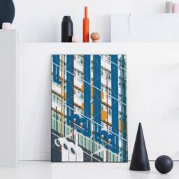 Centre Pompidou France Modern Architecture Art Print - Graphic Illustration Abstract Poster Minimalist Beaubourg - thumbnail 1