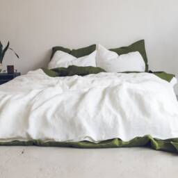 Ivory Linen Bedding Set Handmade Duvet Cover & Pillowcases - thumbnail 2