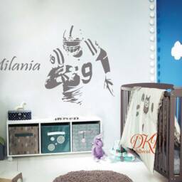 Personalized Name Football Player Vinyl Wall Decal, Kids Sports Decor - thumbnail 2