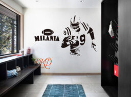 Personalized Name Football Player Vinyl Wall Decal, Kids Sports Decor - thumbnail 1
