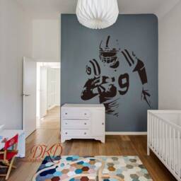 Personalized Name Football Player Vinyl Wall Decal, Kids Sports Decor - thumbnail 3