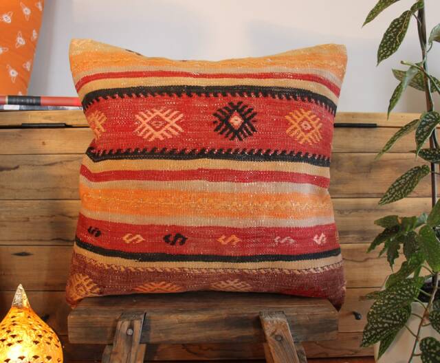50cm - 20In Vintage Kilim Pillow Cover Handwoven - Large Medium Square Cushion Sofa - image 1