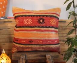 50cm - 20In Vintage Kilim Pillow Cover Handwoven - Large Medium Square Cushion Sofa - thumbnail 1