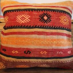 50cm - 20In Vintage Kilim Pillow Cover Handwoven - Large Medium Square Cushion Sofa - thumbnail 2