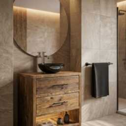 Reclaimed Rustic Wood Bathroom Vanity Unit - Freestanding Solid Timber Washstand With Storage Halyard - thumbnail 3