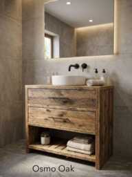 Reclaimed Rustic Wood Bathroom Vanity Unit - Freestanding Solid Timber Washstand With Storage Halyard