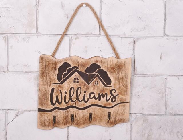 Custom Wood Key Holder For Wall, Personalized Entryway Organizer - image 1