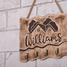 Custom Wood Key Holder For Wall, Personalized Entryway Organizer - thumbnail 3
