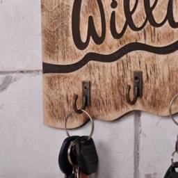 Custom Wood Key Holder For Wall, Personalized Entryway Organizer - thumbnail 2