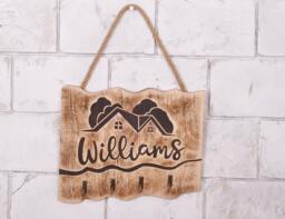 Custom Wood Key Holder For Wall, Personalized Entryway Organizer