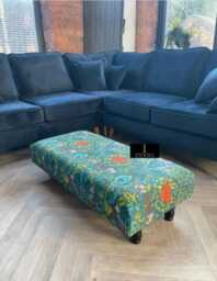 Green Printed Fabric Multicolour Ottoman Footstool Footrest Storage Box Coffee Table Pouffe Sitting Bench