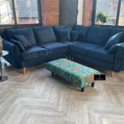 Green Printed Fabric Multicolour Ottoman Footstool Footrest Storage Box Coffee Table Pouffe Sitting Bench - thumbnail 3