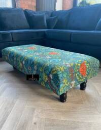 Green Printed Fabric Multicolour Ottoman Footstool Footrest Storage Box Coffee Table Pouffe Sitting Bench - thumbnail 2