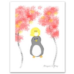 Penguin & Peep Friendship - Art Print 8x10 13x19 - thumbnail 3