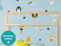 Animal Friends Wall Sticker Pack, Jungle Stickers, Safari Room Decor, Animal Decor