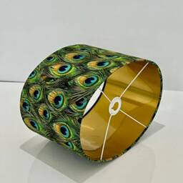 New Oval Shape Peacock Feathers Print Lamp Shade Pendant Light Available in Multi Sizes & Shapes - thumbnail 2