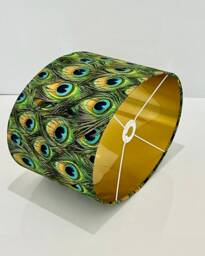 New Oval Shape Peacock Feathers Print Lamp Shade Pendant Light Available in Multi Sizes & Shapes - thumbnail 1