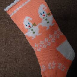 Hand Knitted Christmas Stocking Unique Holiday Decor - thumbnail 4