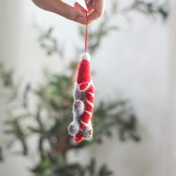 Felted Sloth Ornament, Christmas Handmade Sloth, Tree Decor, Wool Santa Animal Ornament - thumbnail 4
