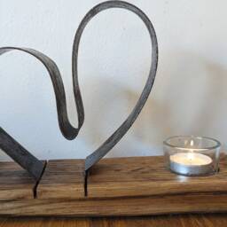 Whisky Barrel Hoop Heart Candle Holder - thumbnail 2