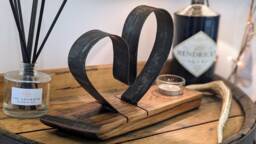 Whisky Barrel Hoop Heart Candle Holder - thumbnail 1