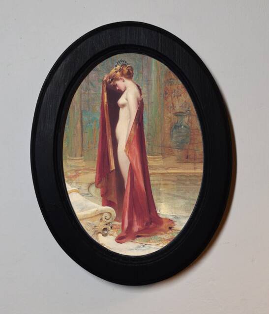 Black Oval Wooden Framed Classic Art Print, Luis Ricardo Falero A Beauty - image 1