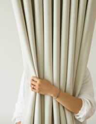 Off White Blackout Curtains Heavy Weight Minimalist Mid-Century Drapery Nursery Bedroom Curtain Panels Insulating Room Darkening Set Of 2 - thumbnail 1
