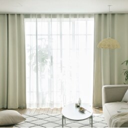 Off White Blackout Curtains Heavy Weight Minimalist Mid-Century Drapery Nursery Bedroom Curtain Panels Insulating Room Darkening Set Of 2 - thumbnail 3